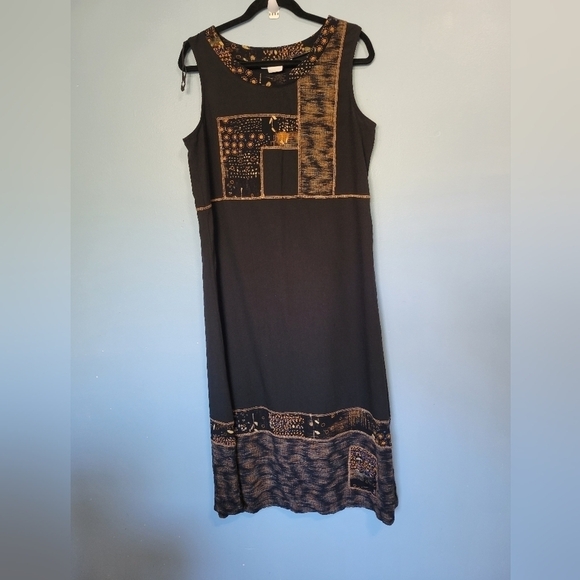 Vntg C.M. Shades Long Patchwork Dress Size Large? - Picture 7 of 11